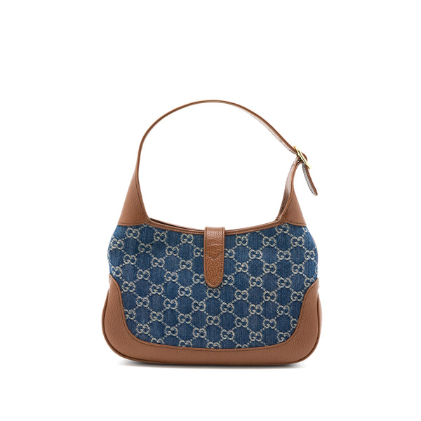 Gucci Jackie 1961 Small Shoulder Bag Denim/Leather Blue/Brown GHW