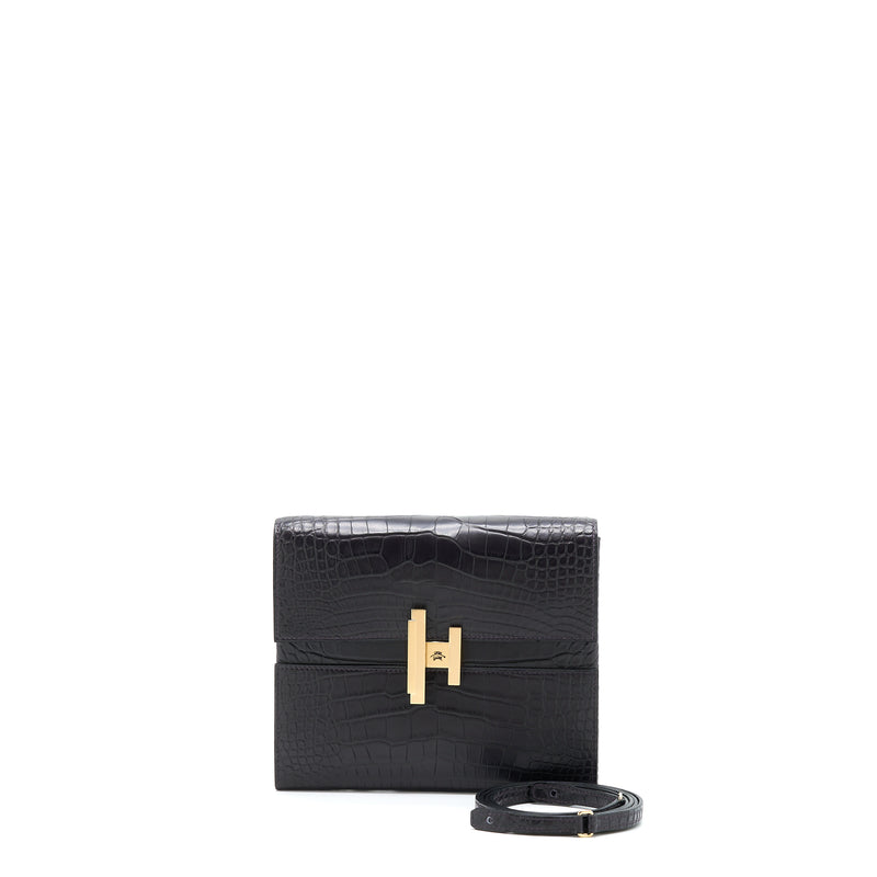 Hermes Cinhetic To Go Alligator Miss Matte 3W Prunoir GHW Stamp Z