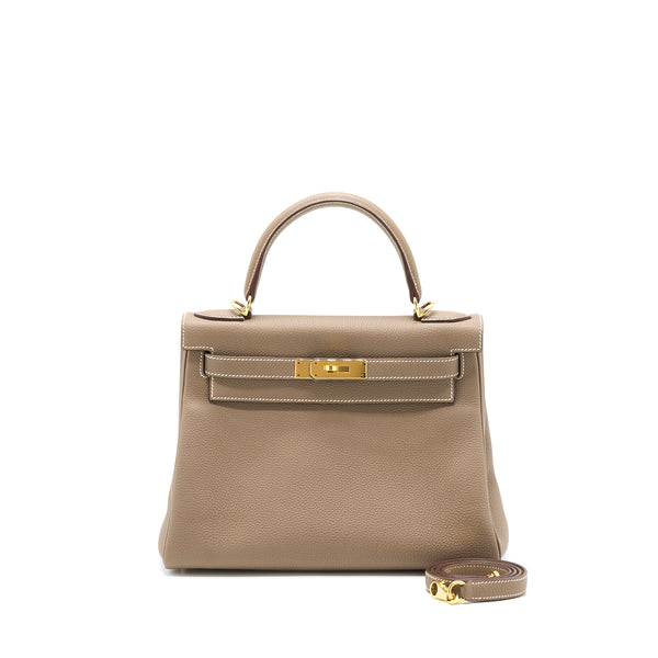 Hermes Kelly 28 Togo Etoupe GHW Stamp A