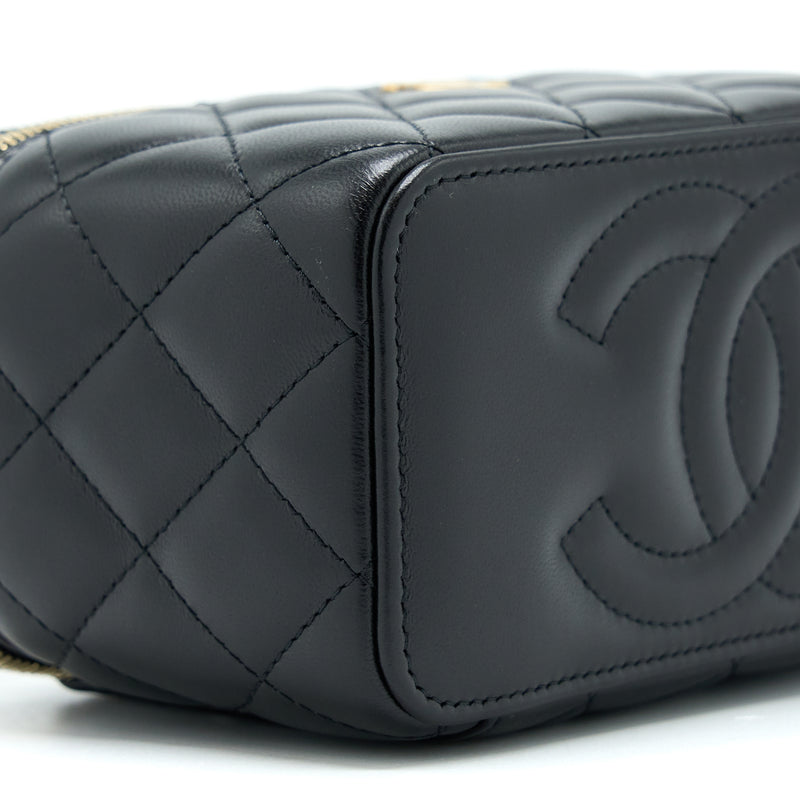 Chanel Long Vanity With Detailed Chain Lambskin Black GHW