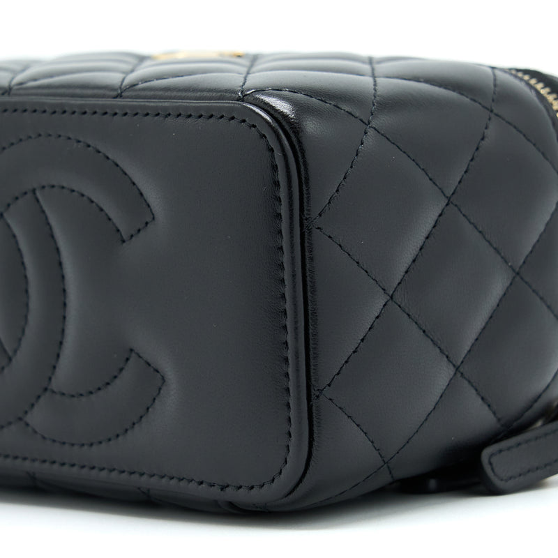 Chanel Long Vanity With Detailed Chain Lambskin Black GHW