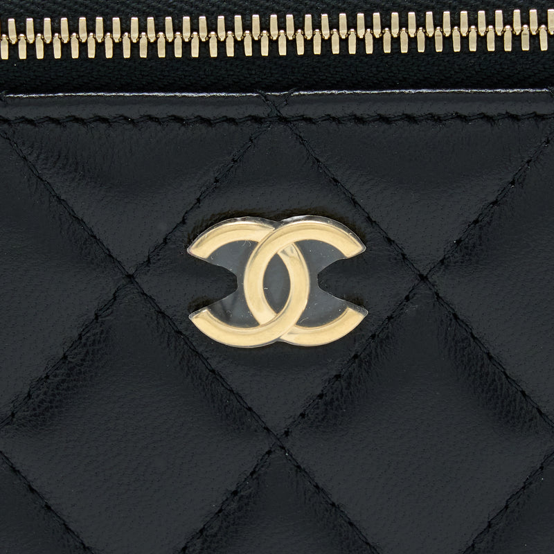 Chanel Long Vanity With Detailed Chain Lambskin Black GHW