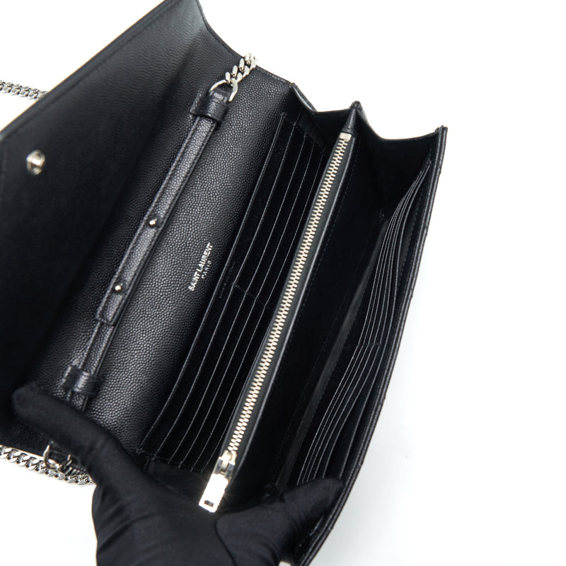 Saint Laurent/YSL Chain Wallet Crossbody Bag Grain Calfskin Black SHW