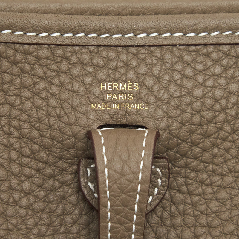 Hermes mini Evelyne Etoupe/ blue indigo GHW Stamp Z