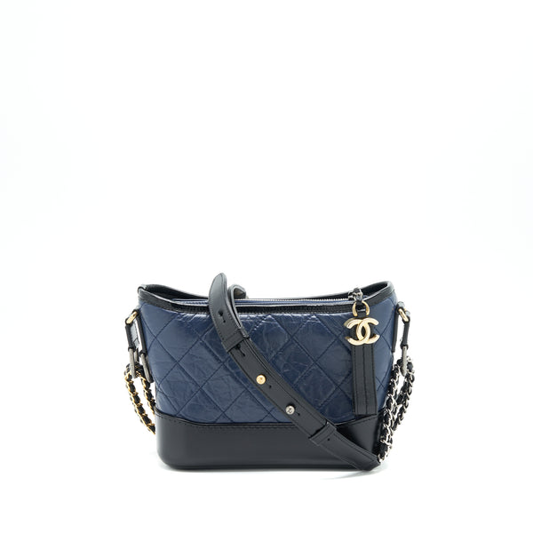 Chanel Small Gabrielle Hobo Bag Black/ Navy GHW