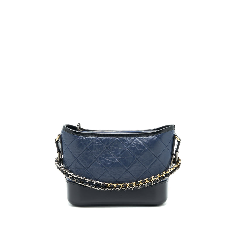 Chanel Small Gabrielle Hobo Bag Black/ Navy GHW