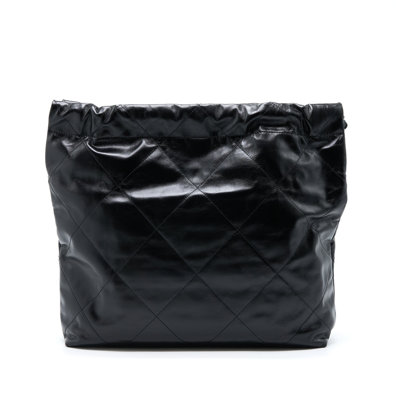 Chanel Medium 22 Bag Shiny Calfskin So Black with Black Hardware (Micr