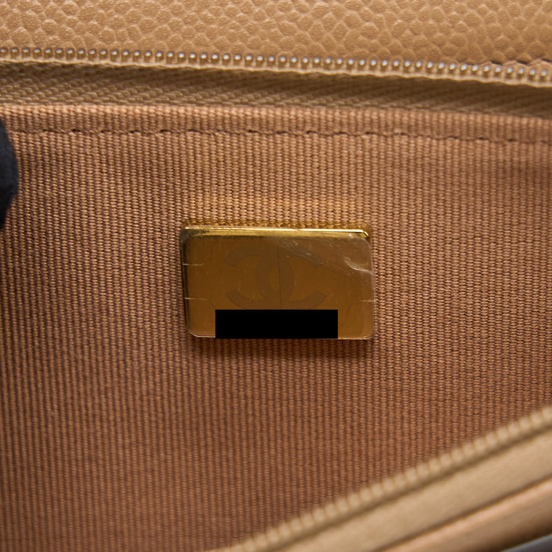 Chanel 22K Wallet On Chain Caviar Dark Beige LGHW (Microchip)