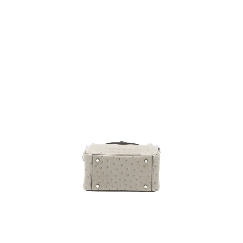 Hermes Mini Lindy Ostrich 81 Gris Tourterelle SHW Stamp U