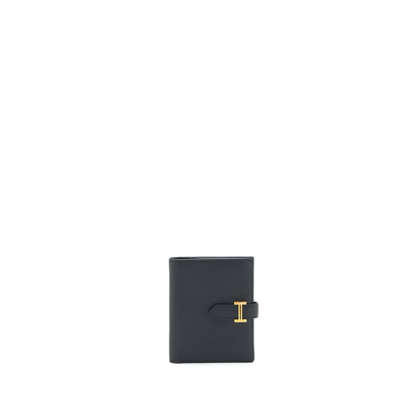 Hermes Bearn Compact Wallet Black GHW Stamp C