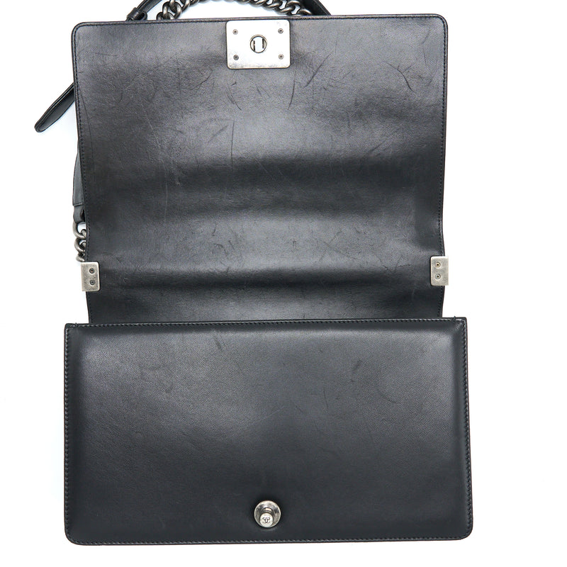 Chanel Medium Boy Bag Lambskin Black Ruthenium SHW