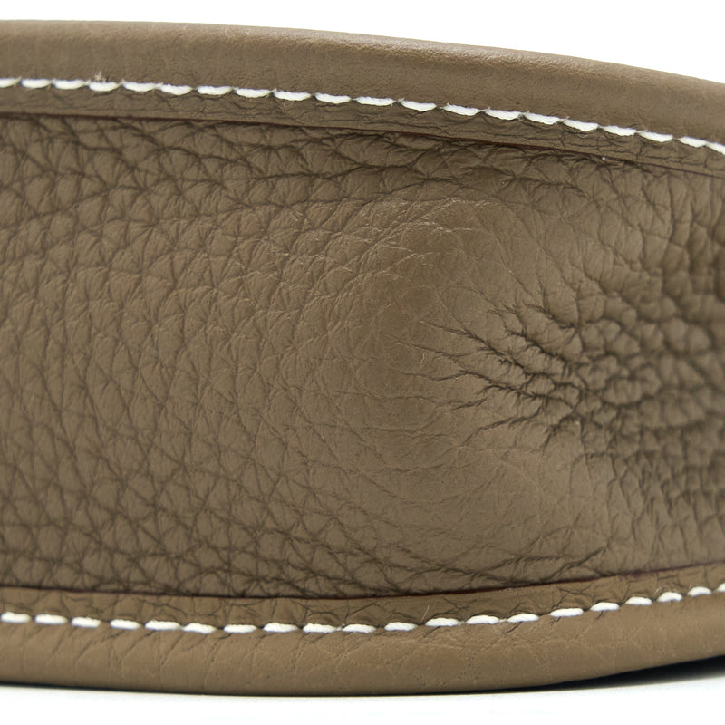 Hermes Mini Evelyn Clemence Etoupe / Blue Indigo GHW Stamp U