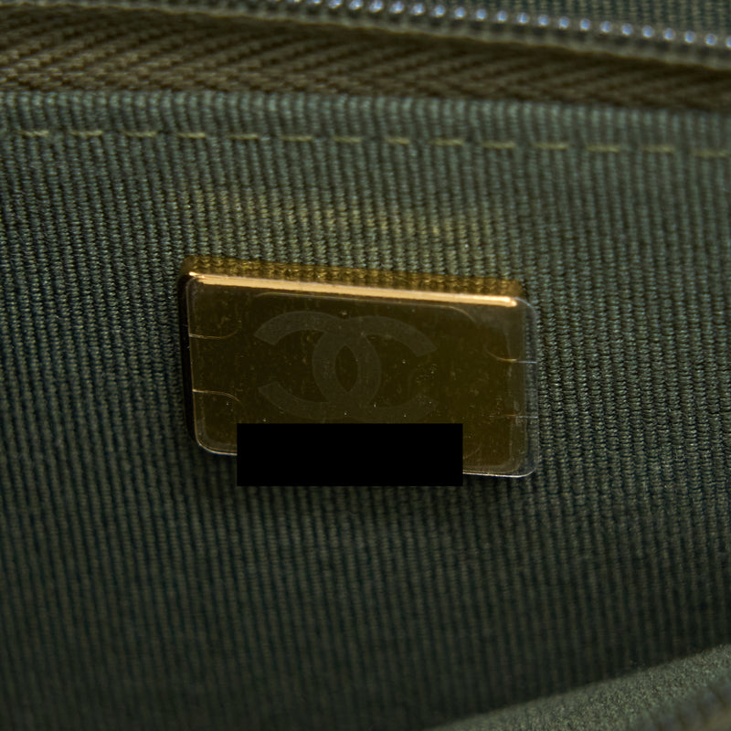 Chanel 22K Wallet On Chain Caviar Dark Green LGHW (Microchip)