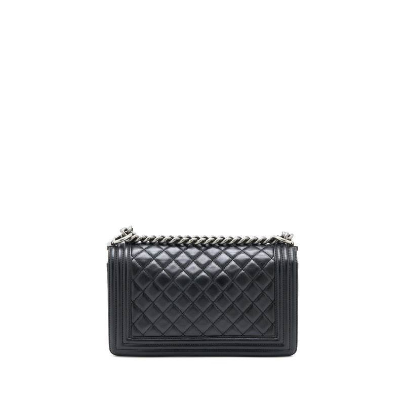 Chanel Medium Boy Bag Lambskin Black Ruthenium SHW