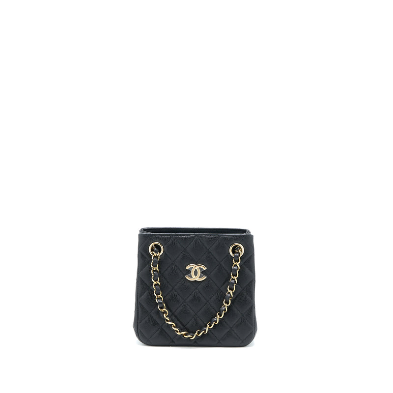 Chanel Mini Bucket Tote Bag Caviar Black LGHW (Microchip)