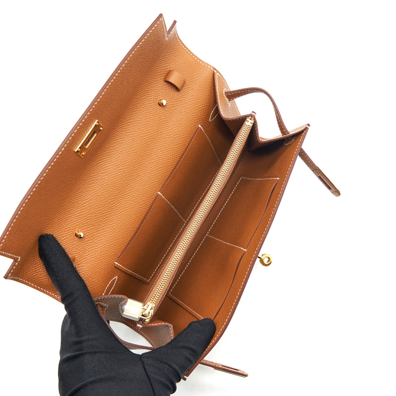 Hermes Kelly To Go Epsom Gold GHW Stamp Z