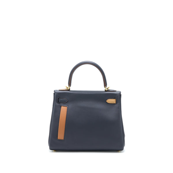 Hermes Kelly 25 Colormatic Swift Blue Nuit/Chai/Etoupe/Gold/Black GHW Stamp U