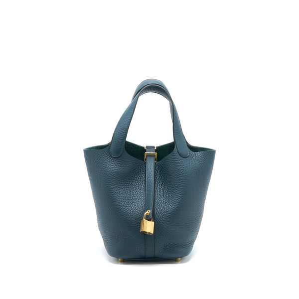 Hermes Picotin 18 Lock Bag Clemence 6O Vert Cypress GHW Stamp U