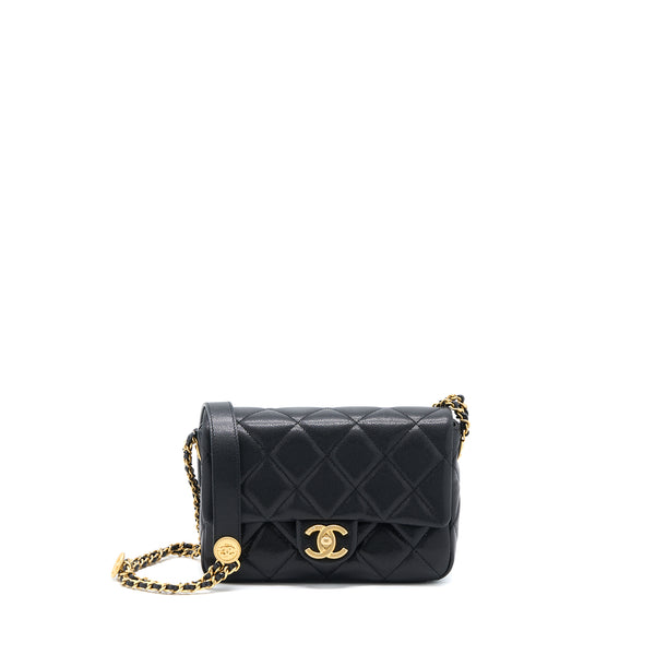 🖤BN below RP🖤Chanel 23A Trendy WOC Black Lambskin Ghw w Enamel