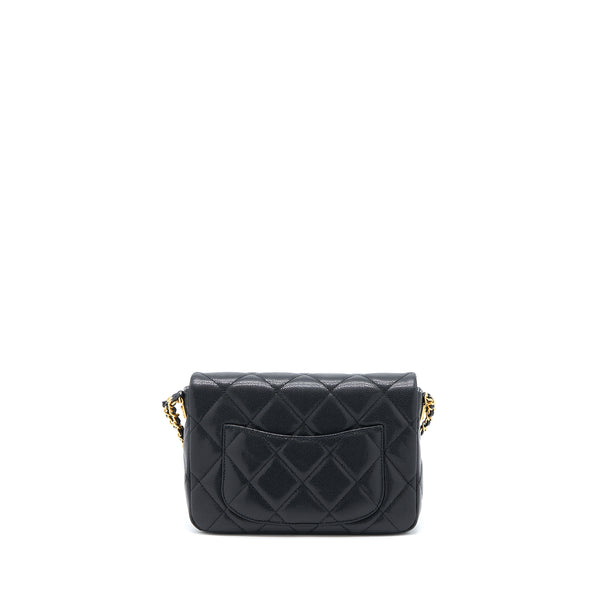 Chanel 22A Small Flap Bag Grained Shiny Calfskin Black Brushed GHW(Microchip)