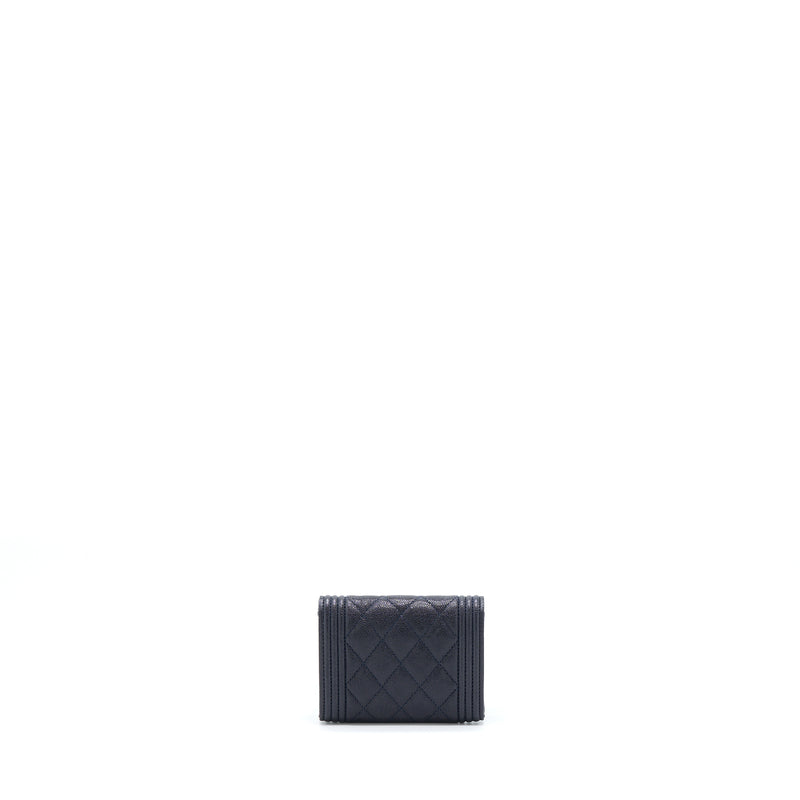 Chanel Boy Small Flap Card Holder Caviar Black GHW