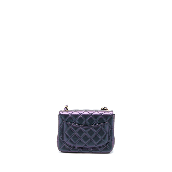 Chanel 22B Mini Square Pearly Lambskin Black LGHW (Microchip)