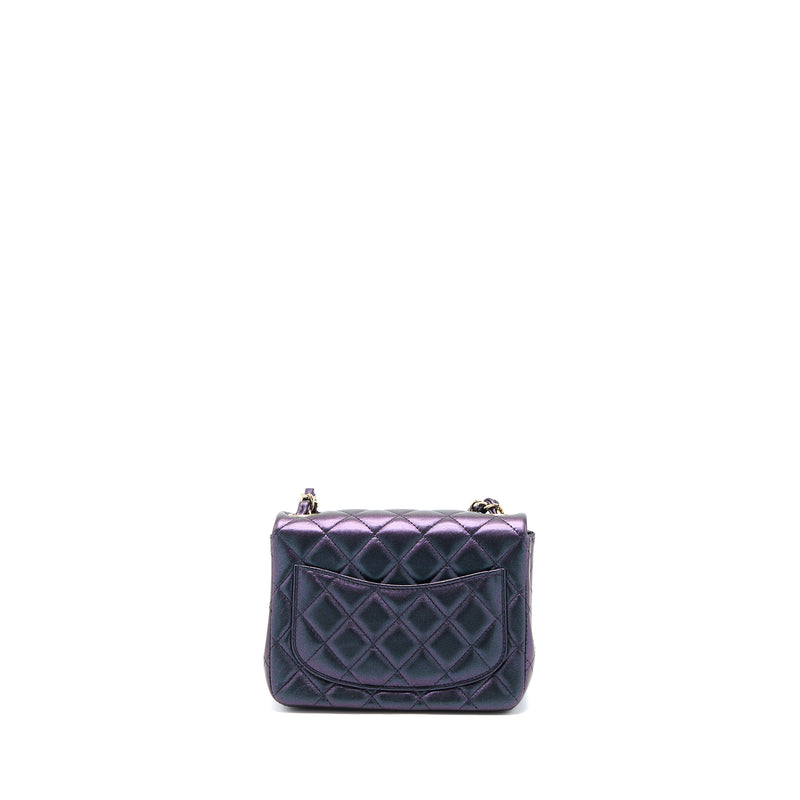 Chanel 22B Mini Square Pearly Lambskin Black LGHW (Microchip)