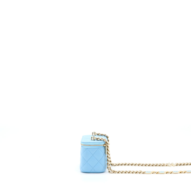 Chanel Mini Vanity Case With Giant Chain Lambskin Blue LGHW