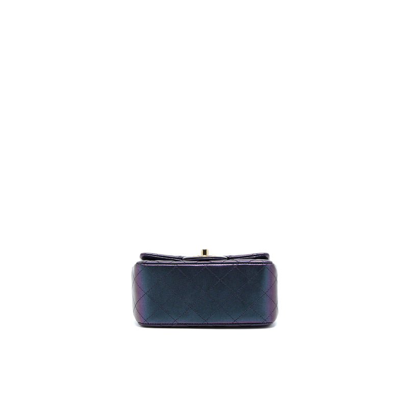 Chanel 22B Mini Square Pearly Lambskin Black LGHW (Microchip)