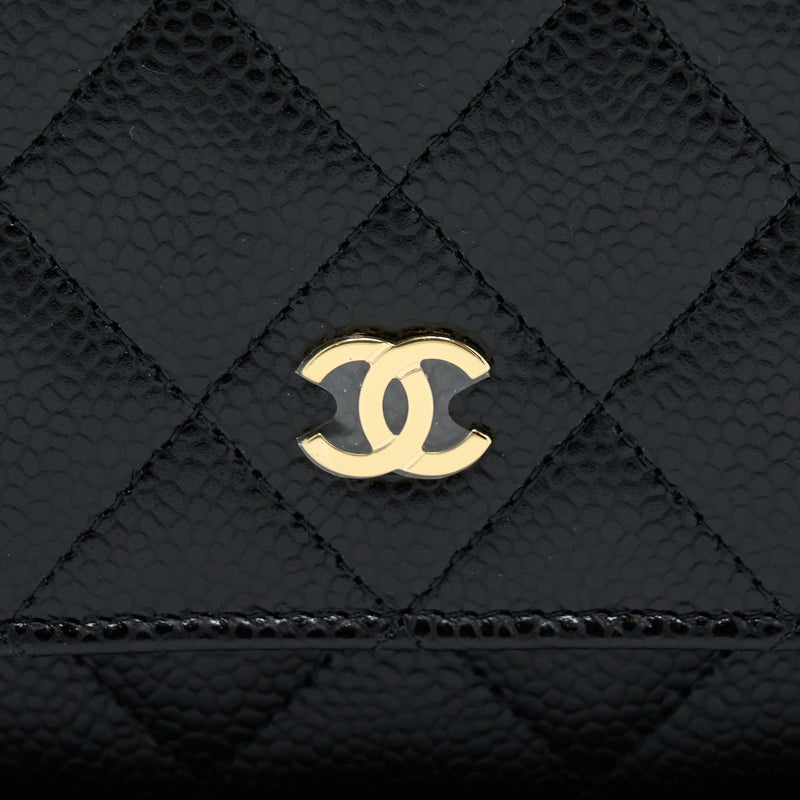 Chanel Classic Wallet On Chain Caviar Black GHW (Microchip)