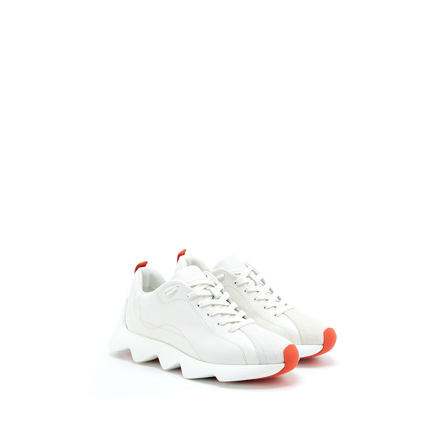 Hermes Size 37 Femme Envol Sneaker Calfskin/Suede Goatskin Chèvre Velours Blanc