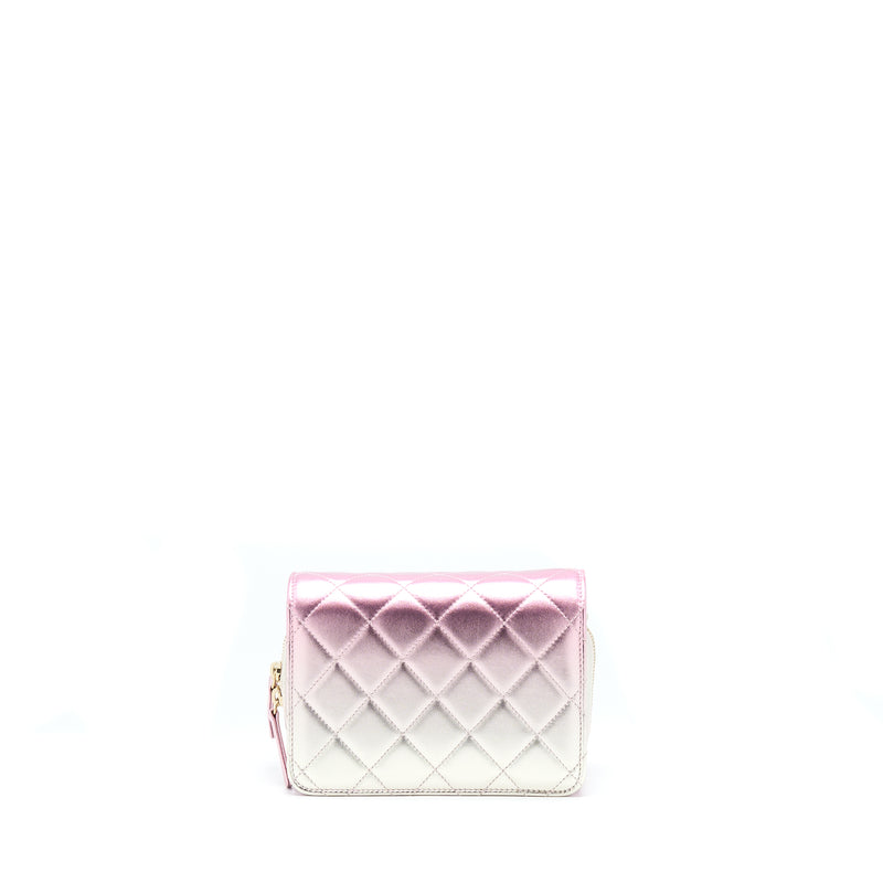 Chanel 21P Crossbody Flap Bag Lambskin Iridescent Pink LGHW(Microchip)
