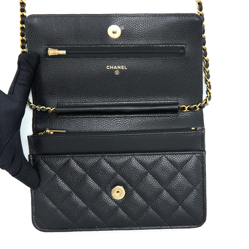 Chanel Classic Wallet On Chain Caviar Black GHW (Microchip)