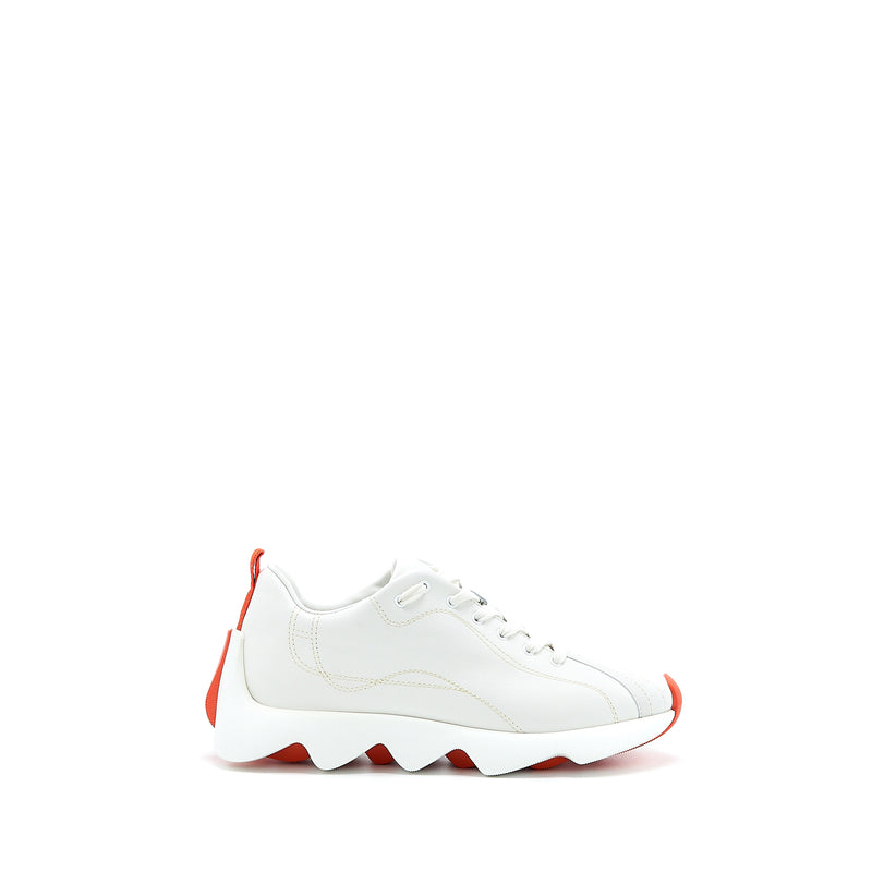 Hermes Size 37 Femme Envol Sneaker Calfskin/Suede Goatskin Chèvre Velours Blanc