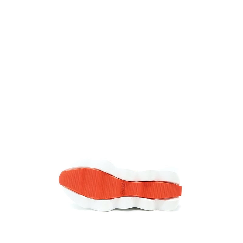Hermes Size 37 Femme Envol Sneaker Calfskin/Suede Goatskin Chèvre Velours Blanc