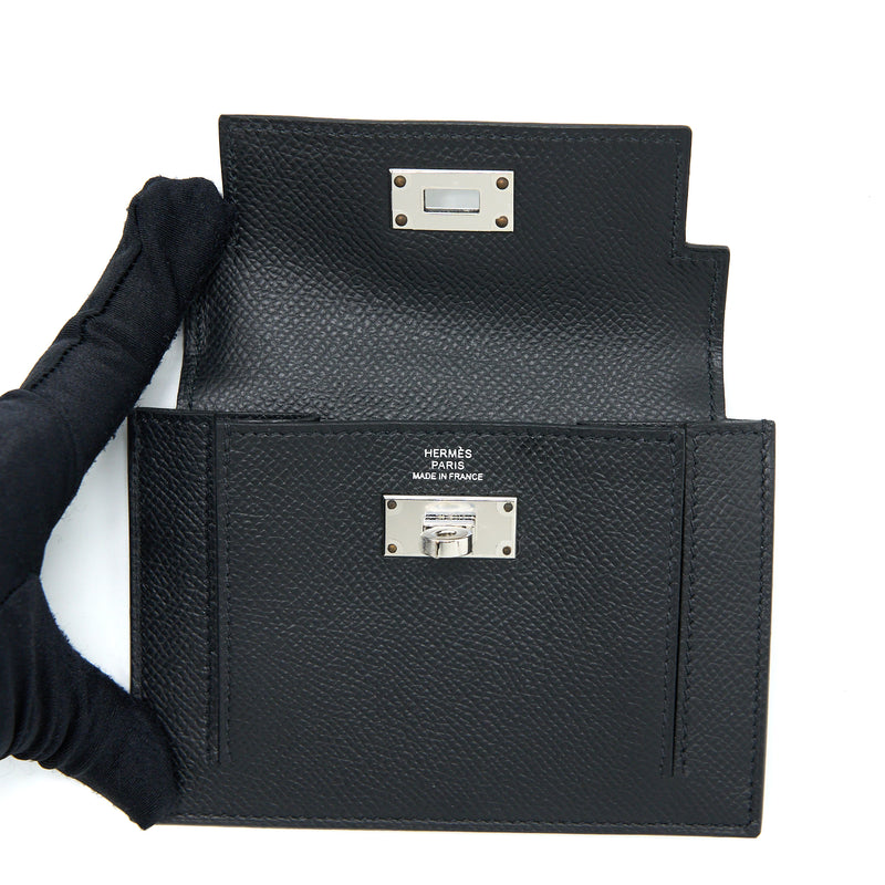 Hermes Kelly Pocket Compact Epsom Black SHW Stamp Y