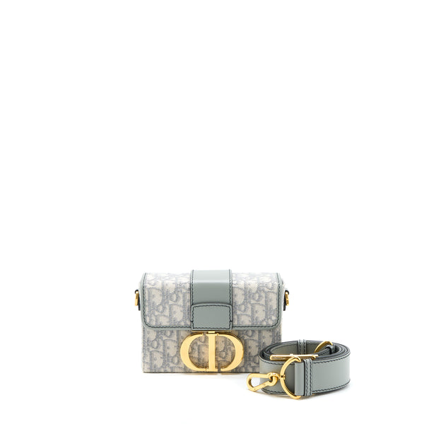 Dior 30 Montaigne Mini Box Bag Grey Oblique Jacquard GHW