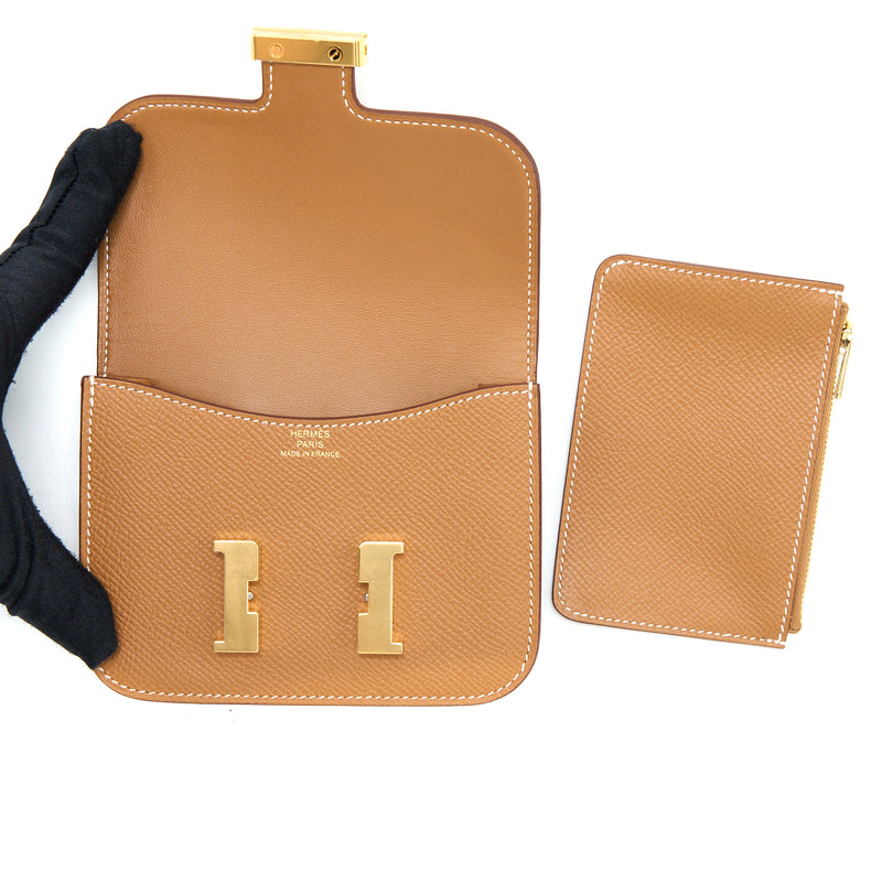 Hermes Constance Slim Epsom Gold GHW Stamp U