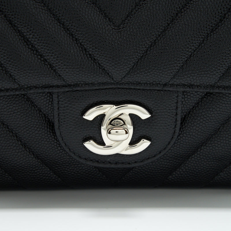 Chanel Chevron Mini Rectangular Flap Bag Caviar Black SHW