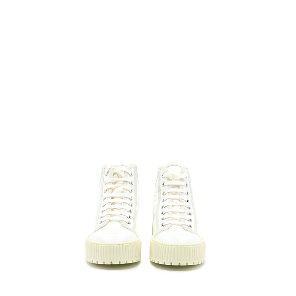 Chanel Size 36.5 High top Sneaker Suede/Fabric White/Light Grey