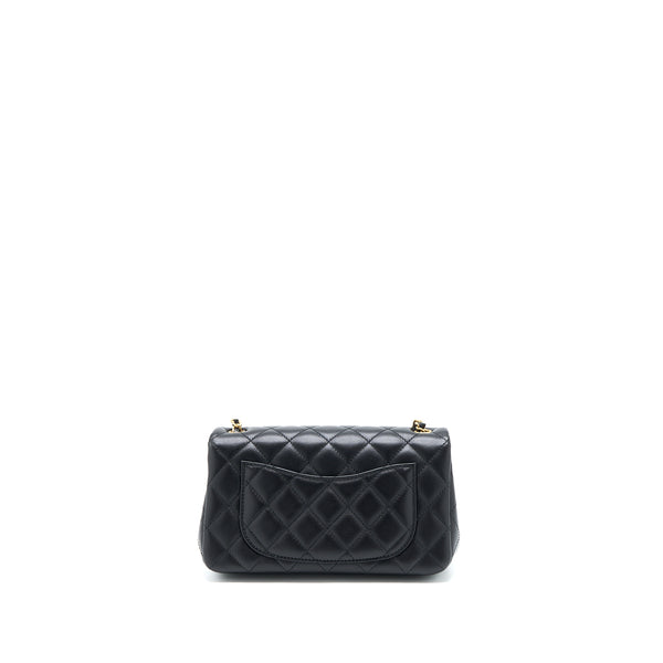 Chanel Pearl Crush Mini Rectangular Flap Bag Lambskin Black Brushed GHW (Microchip)