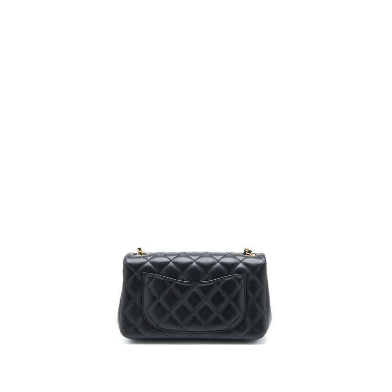 Chanel Pearl Crush Mini Rectangular Flap Bag Lambskin Black Brushed GHW (Microchip)