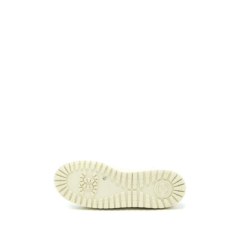 Chanel Size 36.5 High top Sneaker Suede/Fabric White/Light Grey