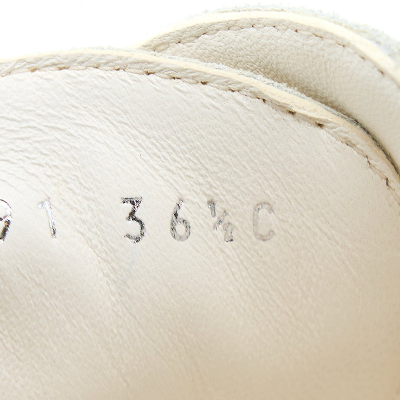 Chanel Size 36.5 High top Sneaker Suede/Fabric White/Light Grey