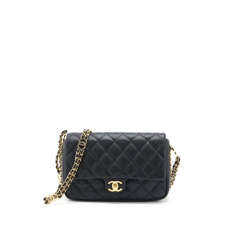 CHANEL Quilted Leather CC Logo Medium Double Flap Bag Black