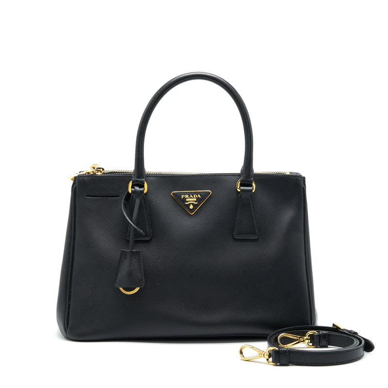 Prada Small Saffiano Leather Tote Bag Black GHW
