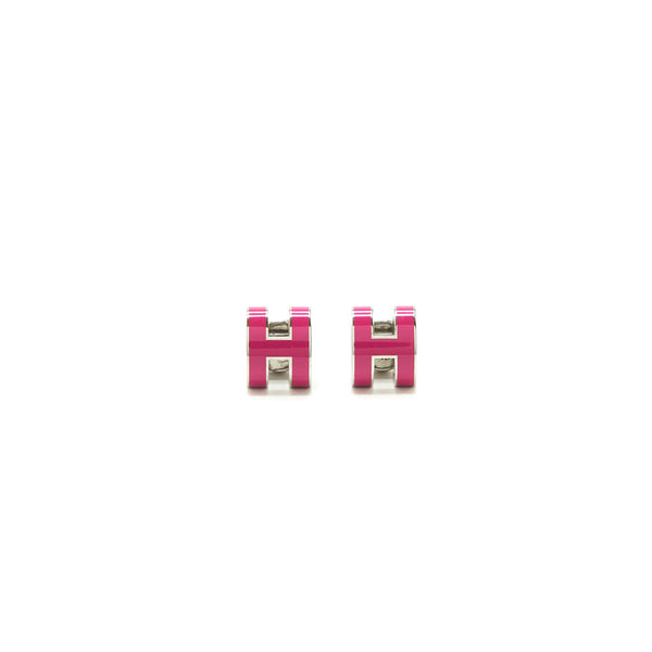 Hermes Pop H Earrings Dark Pink SHW
