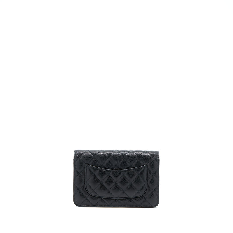 Chanel 22A Twist your button Wallet On Chain Caviar Black GHW (Microch