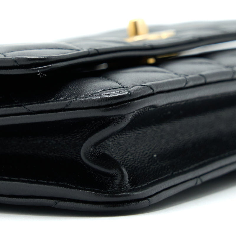 Chanel 22B Pearl Crush Wallet On Chain Lambskin Black GHW (Microchip)