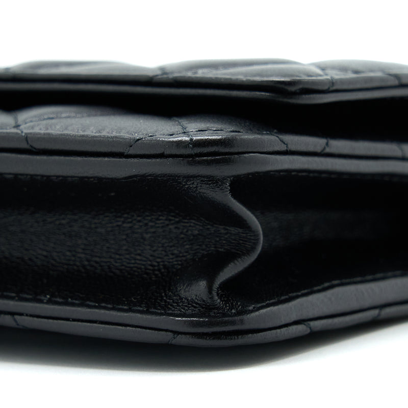 Chanel 22B Pearl Crush Wallet On Chain Lambskin Black GHW (Microchip)